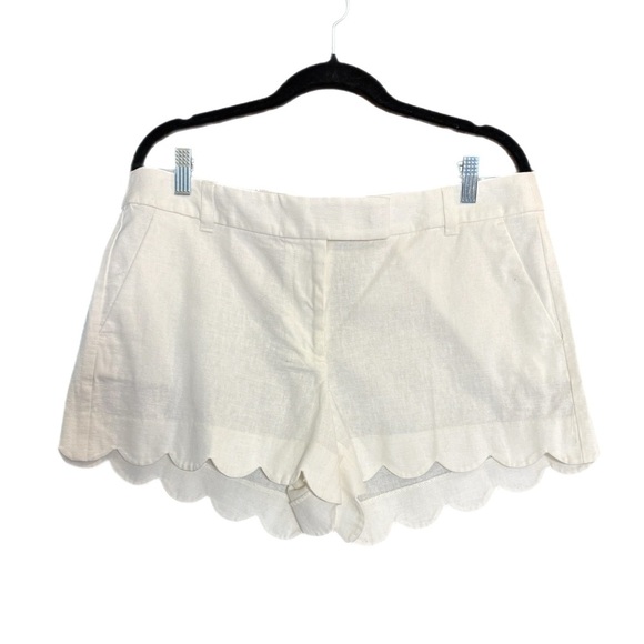J. Crew NWT white linen shorts w/ scalloped hem - Picture 1 of 2